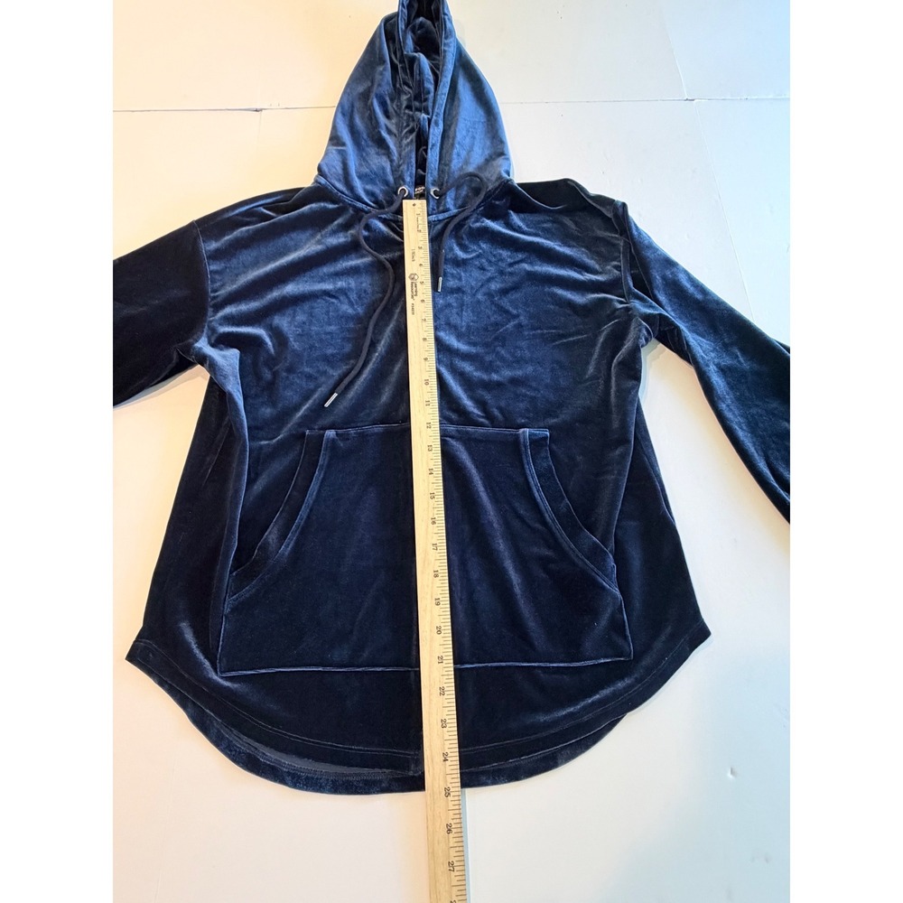 Liverpool Los Angeles Navy Blue Velvet Tracksuit Zip Hoodie Wide Leg Pants Set S - Picture 10 of 13